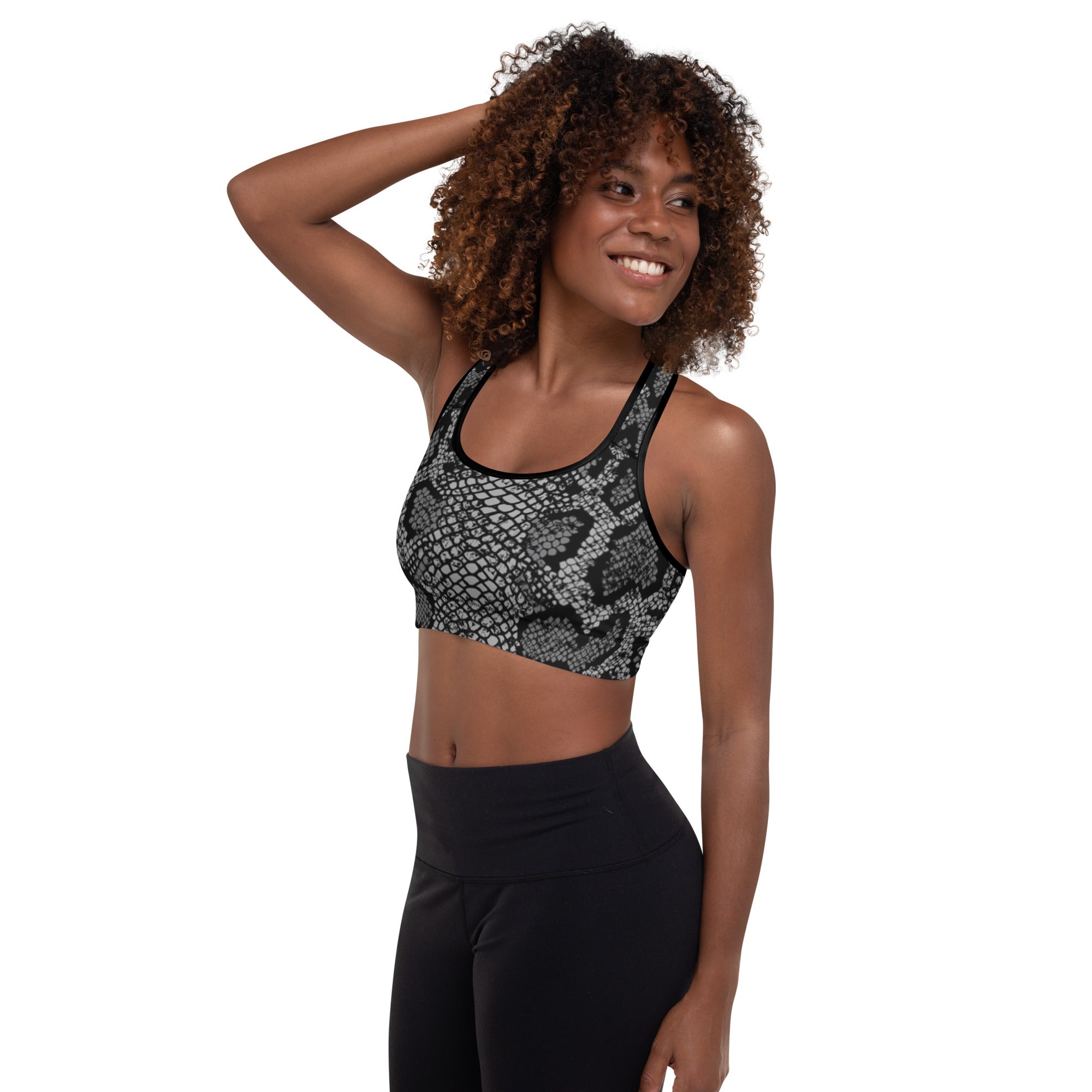 Lady Gym Monster Padded Sports Bra-Snakeskin