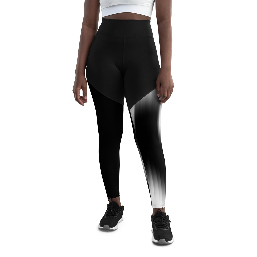 Lady Gym Monster Sports Leggings-White & Black