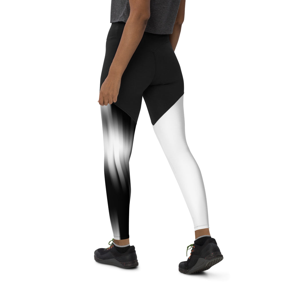 Lady Gym Monster Sports Leggings-Black & White