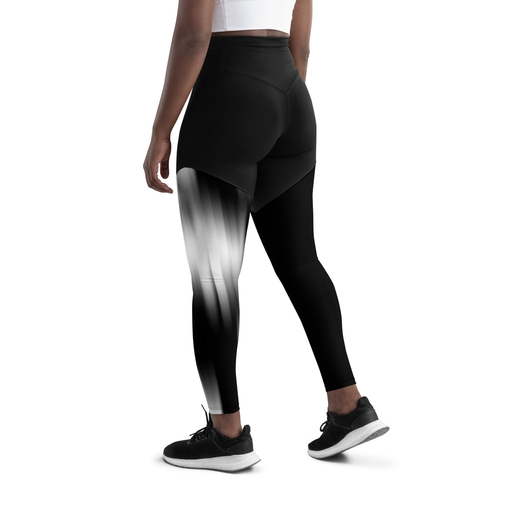 Lady Gym Monster Sports Leggings-White & Black