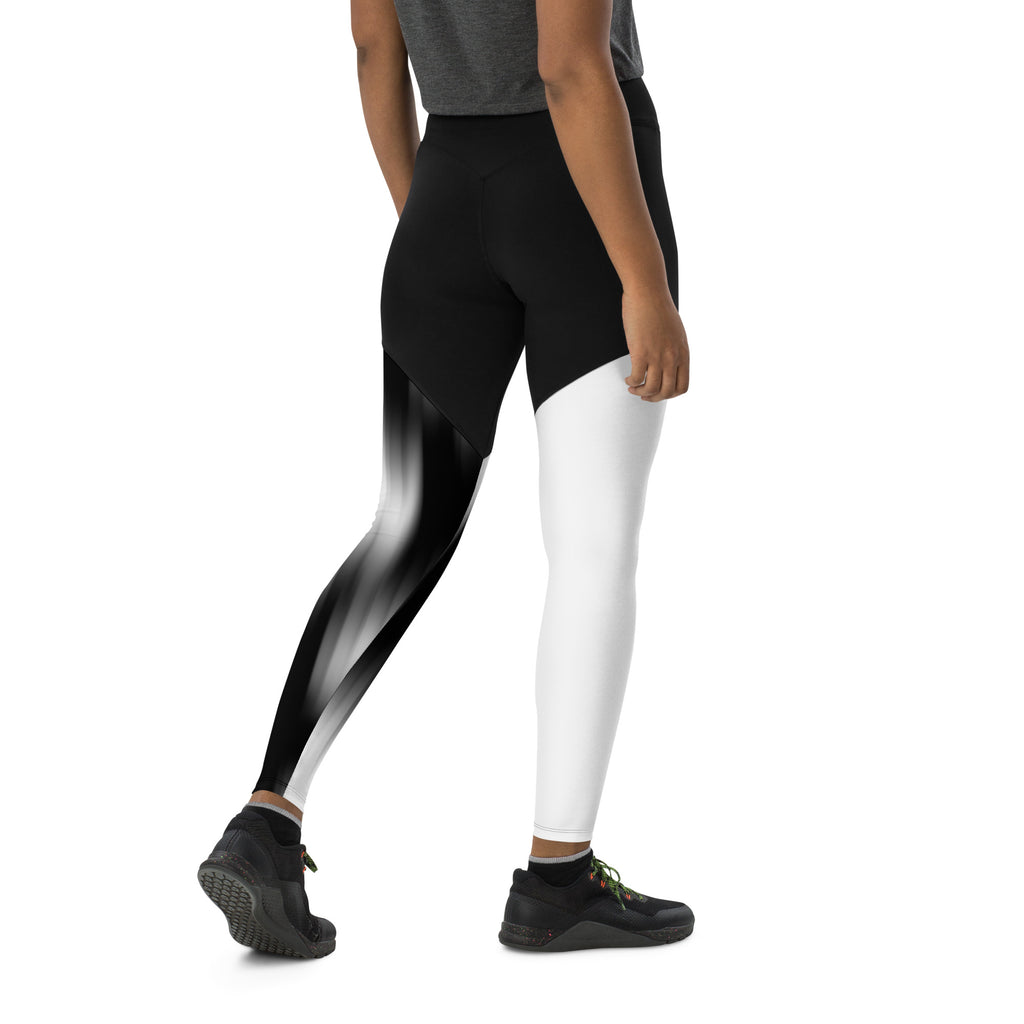 Lady Gym Monster Sports Leggings-Black & White