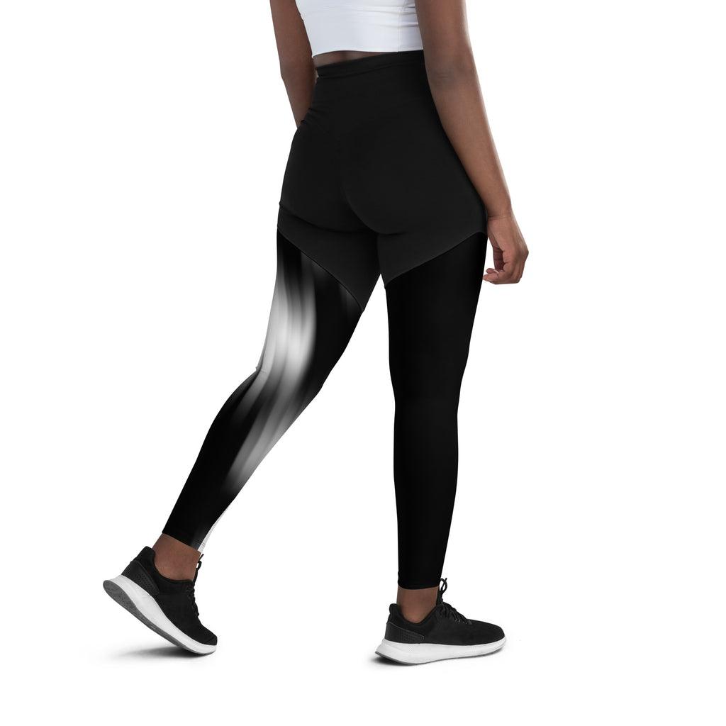 Lady Gym Monster Sports Leggings-White & Black